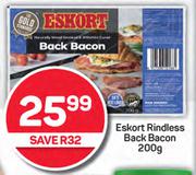 Eskort Rindless Back Bacon-200g
