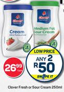 Clover Fresh Or Sour Cream-For Any 2 x 250ml