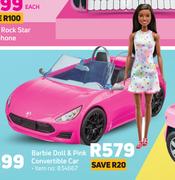 Barbie Doll & Pink Convertible Car