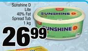 Sunshine D Lite 40% Fat Spread Tub-1Kg