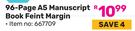 Pen + Gear 96 Page A5 Manuscript Book Feint Margin (667709)