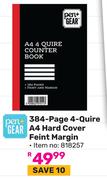 Pen + Gear 384 Page 4 Quire A4 Hard Cover Feint Margin (818257)
