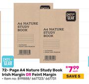 Pen + Gear 72 Page A4 Nature Study Book Irish Margin Or Feint Margin (819888/667723/667731)-Each