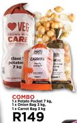 1 x Potato Pocket 7Kg, 1 x Onion Bag 3Kg & 1 x Carrot Bag 3kg Combo-Per Combo