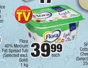Flora 40% Medium Fat Spread Tub Selected (Excl. Gold)-1kg Each