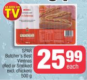 Spar Butcher's Best Viennas Red Smoked Excl. Chicken-500g Each