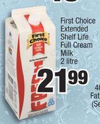 First Choice Extended Shelf Life Full Cream Milk-2 Litre