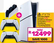 PS5 Slim Digital Console + DualSense Wireless Contollers + DualSense Charging Station