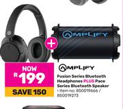 Amplify Fusion Series Bluetooth Headphones Plus Pace Series Bluetooth Speaker