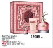 Jean Paul Gaultier Scandal Gift Set EDP 80ml Plus Body Lotion 75ml & Travel Spray EDP 10ml-Per Set