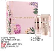 Carolina Herrera 212 VIP Rose Gift Set EDP 80ml Plus Body Lotion 100ml & Megaspray 10ml-Per Set
