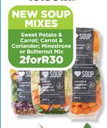 Sweet Potato & Carrot; Carrot & Coriander; Minestrone Or Butternut Mix Soup-For 2
