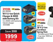 Ryobi 18V Li-Ion Quick Charger & 3000 mAh Battery Kit XB-3000K-Per Combo