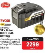 Ryobi 18V Li-Ion 8000 mAh Battery XB-8000-Each