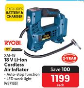 Ryobi 18V Li-Ion Cordless Air Inflator XAI-18-Each