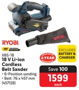 Ryobi 18V Li-Ion Cordless Belt Sander XBS-18-Each