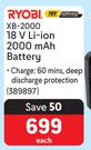 Ryobi 18V Li-Ion 2000 mAh Battery XB-2000