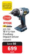 Ryobi 18V Li-Ion Cordless Impact Driver XID-150