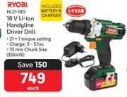Ryobi 18V Li-Ion Handyline Driver Drill HLD-180