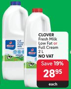 Clover Fresh Milk Low Fat Or Full Cream-2L