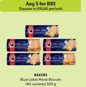 Bakers Blue Label Marie Biscuits (All Variants)-For Any 5 x 200g