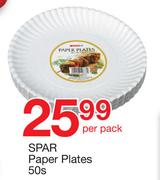 Spar Paper Plates-50s Per Pack