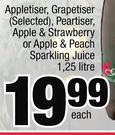 Appletiser, Grapetiser, Peartiser, Apple & Strawberry Or Apple & Peach Sparkling Juice-1.25 Liter Ea