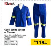 Beck Conti Econo Jacket Or Trouser-Each