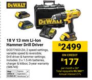 Dewalt 18V 13mm Li-Ion Hammer Drill Driver 586745