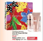 Carolina Herrera 212 VIP Rose Gift Set EDP 80ml Plus Body Lotion 100ml & Spray EDP 10ml-Per Set