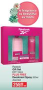 Reebok Gift Set EDT 100ml Plus Free Deodorant Spray 200ml Assorted-Per Set