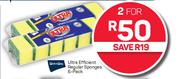 PnP Ultra Efficient Regular Sponges 6 Pack-For 2