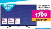 Telefunken 32" (81cm) HD LED TV TLEDD-32HD