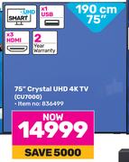 Samsung 75"(190cm)Crystal UHD 4K TV CU7000