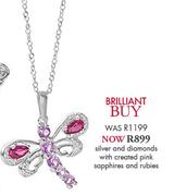 Silver And Diamonds With Created Pink Sapphires And Rubies