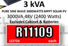 3KVA Pure Sine Wave 3000 Watts MPPT Solar PV 3000VA 48V(2400 Watts) J22724-Each