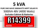 5KVA Pure Sine Wave 5000 Watts MPPT Solar PV 5000VA 48V(4000 Watts) J22725-Each