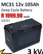 MC31 12V 105Ah Deep Cycle Battery J22721-Each