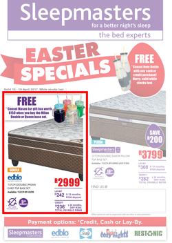 Sleepmasters : Easter Specials (10 Apr - 19 Apr 2017), page 1
