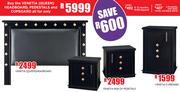 Venetia Queen Headboard, Pedestals And Cupboard