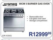 Smeg 90cm 5 Burner Gas Oven