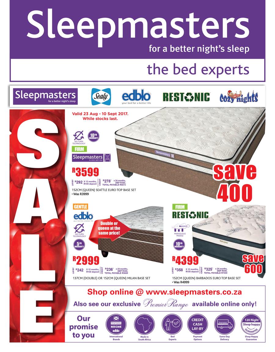 Sleepmasters sale deals