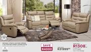 Alpine Lounge Nevada 3-Piece Leather Uppers 3 Action Reclining Lounge Suite