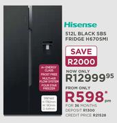 Hisense 512ltr Black SBS Fridge H670SMI