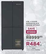 Sansui 418Ltr 4 Door Mirror Black Fridge SFF5501