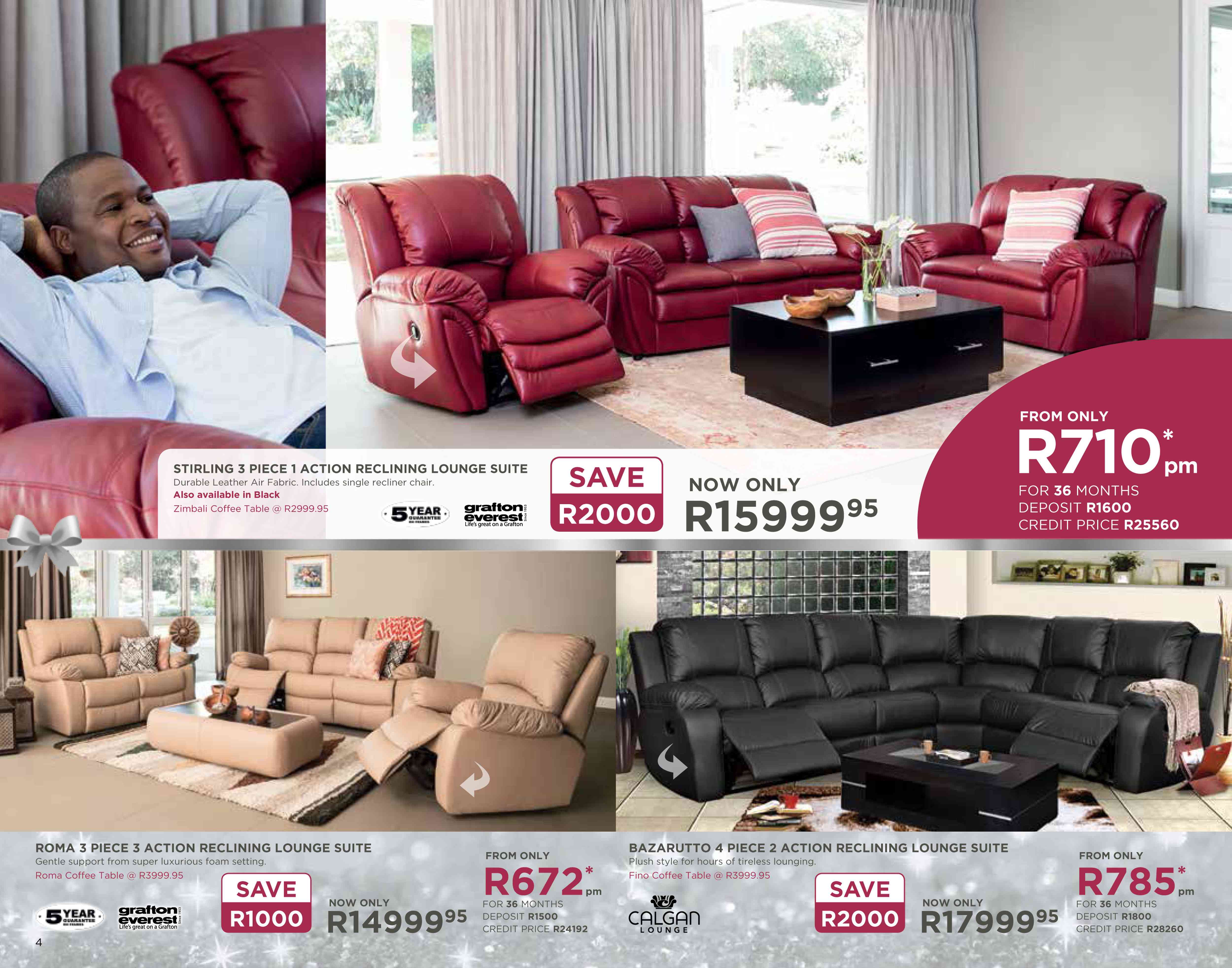 Special Grafton Everest Stirling 3 Piece 1 Action Reclining Lounge