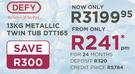 Defy 13Kg Metallic Twin Tub DTT165