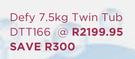 Defy 7.5Kg Twin Tub DTT166