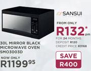 Sansui 30Ltr Mirror Black Microwave Oven SMO3003D