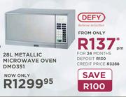 Defy 28Ltr Metallic Microwave Oven DMO351